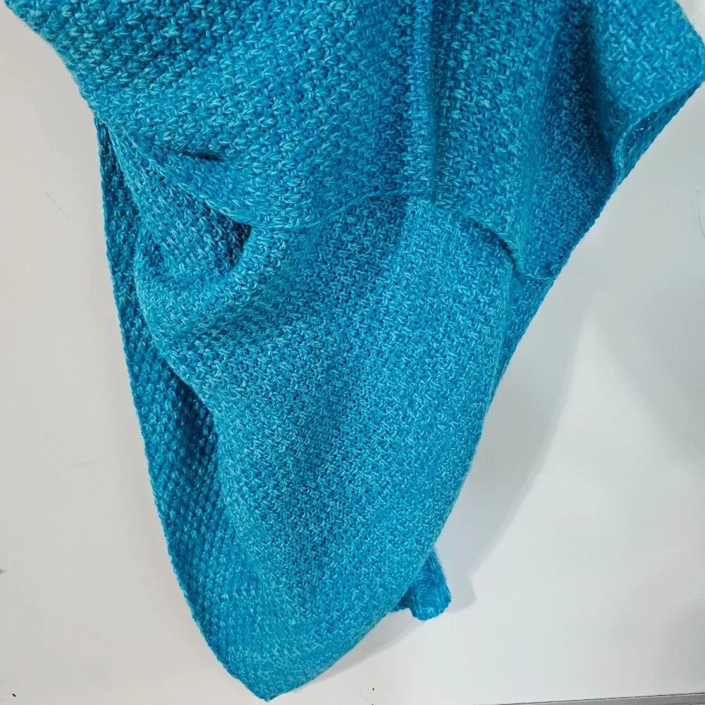Adult Mermaid Tail Blanket Blue Knit Crochet Style Sleep Sack Loungewear 70in